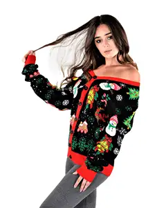 Unisex Custom Knitted Men Cardigan Knitwear Custom Ugly Christmas Jacquard Sweater