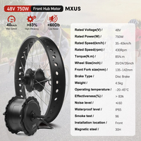 Kit de conversion VTT électrique 48V 750W avec moteur de moyeu avant sans balais, pneus 4.0, dropout 135mm, pour neige, 20 24 26 pouces