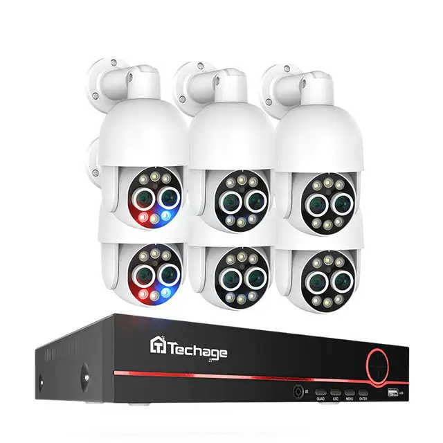 Full Color At Night Human Detect Tracking Dual Lens 4MP + 4MP Security CCTV Camera System 4K Poe