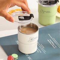 Flacon à vide de gobelet à café à double paroi en acier inoxydable de style classique avec poignée et couvercle pour tasse de bureau et cadeaux d'affaires
