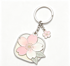<b>Custom</b> Enamel Metal Key Chain Cherry Blossom Key Ring Zinc Alloy Pendant Gift for Bag and Keys - Product Image 3
