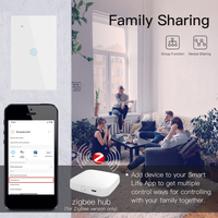 Interrupteur tactile Zigbee 1Gang Tuya Smart Life télécommande interrupteur d'éclairage avec Google Home commande vocale interrupteurs muraux