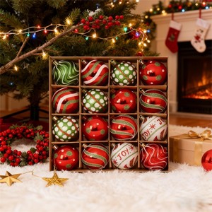 Neuheit 6cm PS-Material Handbemalte Weihnachtsbaum-Hängedekoration Plastikkugel-Ornament Bola De Navidad - Product Image 1