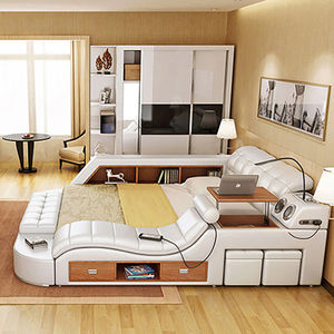 <span class=keywords><strong>Cama</strong></span> Inteligente Tatami de 1.5 y 1.8 Metros, Suave, Multifuncional, con Almacenamiento Inteligente, Tapicería de Cuero, Incluye Funciones de Masaje - Product Image 5