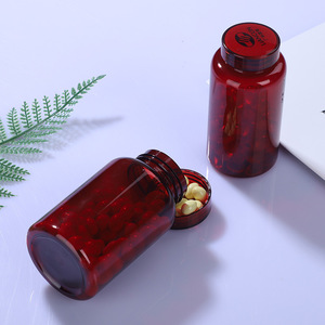 <b>200ml</b> transparent sealed PET plastic <b>bottle</b> for health supplement capsules, vitamin C, fish oil, and pharmaceutical packaging. - Product Image 2