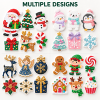 Lot d'autocollants en mousse EVA pour cadeaux et loisirs créatifs, avec impression pailletée et découpe, thème Noël