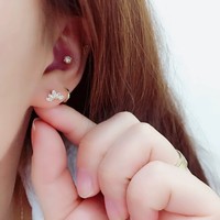 Boucles d'oreilles en forme de fleur de lotus en argent sterling pur 925 plaqué or 18 carats avec bouchon d'oreille à vis