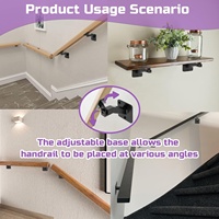 Supports pivotants en acier métallique robuste pour mains courantes d'escalier Support de montage mural à étagère carrée pour usage domestique