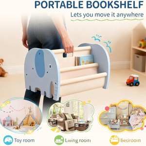 Estante de almacenamiento de madera, estantería creativa transfronteriza para el hogar, sala de estar, estantería para libros ilustrados infantiles, almacenamiento portátil de madera maciza - Product Image 2