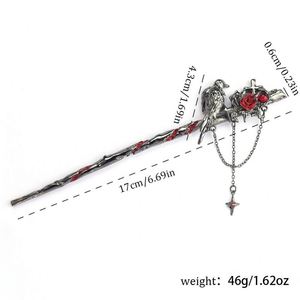 Palillos para el cabello góticos con diseño de rosa y espina, accesorios para el cabello, horquillas, joyería para el cabello en espiral, estilo palillos chinos, regalos - Product Image 6