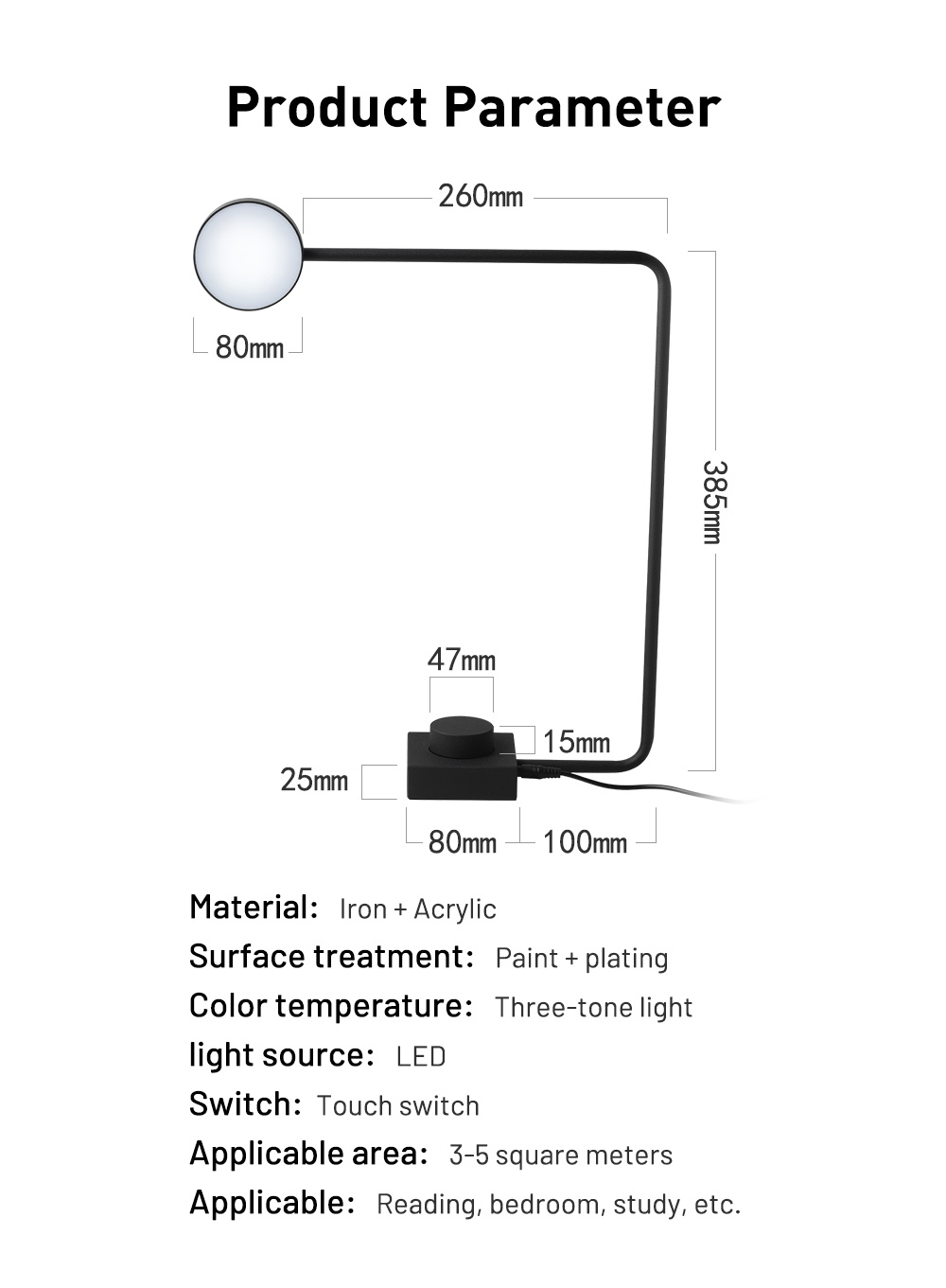 Home Office LED Metal Long Swing Arm Night Reading Modern Study Table Lamps