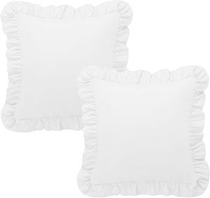 Housse de coussin carrée blanche à volants, la plus vendue par le fabricant, résistante aux plis, disponible en couleurs personnalisées - Product Image 6