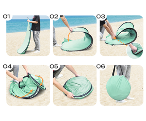 Carpa de Playa Plegable OEM con Protección Solar UPF 50+, Puerta con Cierre para 1-4 Personas, Carpa de Playa Portátil con Bolsa de Transporte - Product Image 2