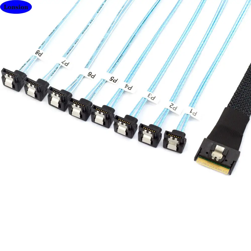 PCI-ESlimline SAS SFF-8654 8I до 8 портов SATA 90-градусный серверный кабель для жесткого диска