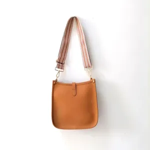 Bolsa de ombro de couro pu feminina, design simples