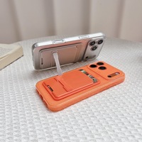 Étui de protection tendance avec fente pour cartes et support, couleur néon brillante, pour iPhone 17 Air 16 E 15 14 13 12 11 Pro X R XS Max 7 8 Plus SE