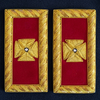 Épaulette de Frock Coat des Grands Chevaliers Templiers, Broderie en fils métalliques, Badge de Regalia Maçonnique en toile dorée