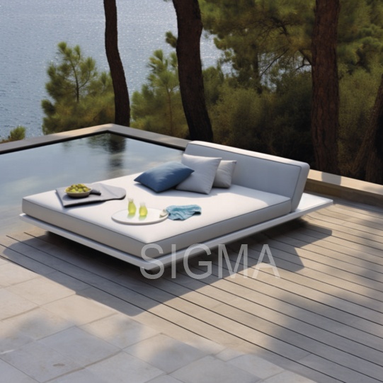 SIGMA Made New Arrival Patio Outdoor Garden Pool Beach Durable Aluminum Frame Double Chaise Daybed