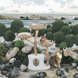 Arbres à chat et griffoirs RAYSUN en bois massif écologiques de haute qualité – Grande tour d'escalade moderne en forme de fleur - Product Image 3