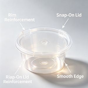 Vasos Redondos Transparentes de Plástico para Porciones, Recipientes para Condimentos a Prueba de Fugas de Grado Alimenticio con Tapa para Salsas, Miel y Gelatina - Product Image 3
