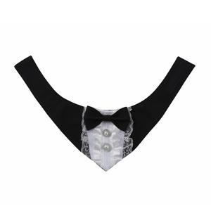 Tanpopo Vintage perro lujo <span class=keywords><strong>Collar</strong></span> De Acero Inoxidable Por Mayor boda esmoquin traje Bandana encaje con perlas Cierre de cinta mágica - Product Image 3
