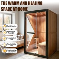 Ruang Sauna Uap Kering & Basah Tradisional untuk 2 Orang, Model US Stocks Indoor, Kabin Sauna Kayu untuk Rumah, Dilengkapi dengan Pemanas Tungku Sauna 3KW