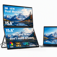 Moniteur portable double 15,6 pouces FHD 60 Hz, pliable, grand support, gain de place, écran LCD IPS, USB C pour la maison et le bureau
