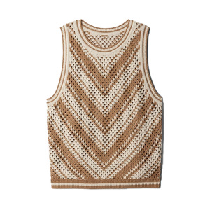 Veste en tricot de coton de haute qualité en gros, design ajouré <span class=keywords><strong>au</strong></span> <span class=keywords><strong>crochet</strong></span>, style court, haut en tricot pour femmes, sans manches, personnalisé - Product Image 1