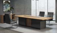 Mobilier de Salle De réunion En Bois Noir Table de Réunion pour 12 Personnes Table de Conférence