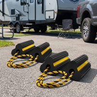 Cale de roue robuste en caoutchouc avec corde en nylon et bande réfléchissante jaune pour remorques de voyage, camping-cars, avions, voitures, camping-cars et camions