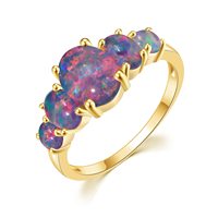 925 Sterling Silver Five Stone Blue Opal Rings Accessoire de bijoux d'anniversaire de mariage