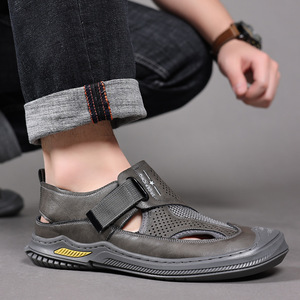 Sandalias de Verano para Hombre, Transpirables, de Malla y Cuero, Punta Redonda, Estilo Deportivo, Suela Intermedia de EVA, Suela Exterior de Goma - Product Image 4