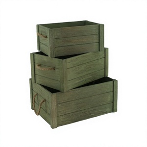 Set Of 3 Different Size Vegetables <b>Baskets</b> Newest Design Square Shape Wooden Fruits <b>Basket</b> At Affordable Pricing - Product Image 1