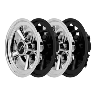 Tapacubos de 8 Pulgadas para Carritos de <span class=keywords><strong>Golf</strong></span> Yamaha/Club CAR/EZ-GO - Negro/Plateado - Product Image 2