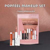 POPFEEL Ensemble de maquillage portable de haute qualité pour les yeux, le visage et les lèvres, rouge à lèvres facile à appliquer, cadeau de voyage