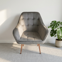 Fauteuil de salon individuel de haute qualité, design capitonné à boutons, pieds en métal or rose, chaise d'appoint décorative pour usage résidentiel
