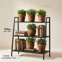Support de présentation de plantes et de fleurs à 3 niveaux, cadre en acier épaissi, étagère robuste pour organiser les pots, pour balcon, patio, salon