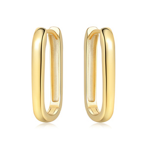 Boucles d'oreilles minimalistes en laiton blanc, simples et lisses, en forme de U, pour un usage quotidien féminin - Product Image 3