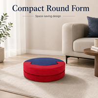 Pouf pliant rond en tissu avec housse zippée, color-block, en mousse, chaise de sol une place pour enfants et salon