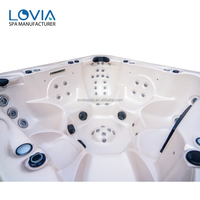 LOVIA Spa Balnéo Carré Moderne Haut de Gamme en Acrylique pour 7 Personnes, 68 Jets, Contrôle Balboa, Écologique, pour Hôtels et Extérieur