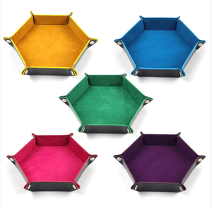 Porte-dés rectangulaire pliable double face en cuir PU et daim souple, moderne, vente chaude, vente en gros d'usine, cadeau promotionnel - Product Image 1