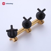 Système de douche moderne pour salle de bain, ensemble mitigeur de douche à effet pluie rond en laiton noir mat, robinet de douche apparent, barre coulissante murale