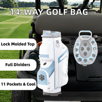 ULTIMATIVE 14-Fach Golfcart-Tasche mit Formgepresstem Verschluss, Vollständigen Trennwänden, 11 Taschen, Regenschutz, Gepolstertem Gurt aus Polyester/Nylon