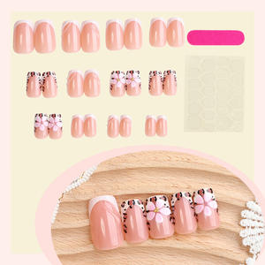 <span class=keywords><strong>Uñas</strong></span> Postizas Francesas Cortas Cuadradas Más Vendidas, <span class=keywords><strong>Uñas</strong></span> Artificiales con Flores 3D, <span class=keywords><strong>Uñas</strong></span> Falsas al por Mayor para Mercados Globales - Product Image 3