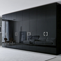 CBMMart Design moderne 6 portes ouvertes battantes finition laquée blanche haute brillance armoires à miroir pour chambre à coucher