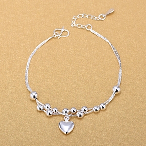 Argento 925 Doppio Strato Catena di Torsione di Modo Del Braccialetto 925 Sterling Silver Big Braccialetto di Fascino Del Cuore Per I Monili Delle Donne - Product Image 1