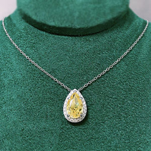 Collar con Colgante de Piedra de Circonio Rosa y Amarillo en Forma de Gota de Agua CAOSHI, Collar Chapado en Plata de Alta Calidad para Mujer - Product Image 4