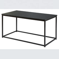 Ensemble de tables basses gigognes 2 pièces, plateau aspect bois noir, structure métallique, tables d'appoint empilables, meubles de salon