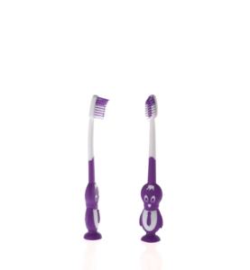 Cepillo <span class=keywords><strong>de</strong></span> dientes personalizado para niños cepillo <span class=keywords><strong>de</strong></span> dientes suave para bebés lindo <span class=keywords><strong>pingüino</strong></span> púrpura cepillo <span class=keywords><strong>de</strong></span> dientes para niños con juguetes - Product Image 1