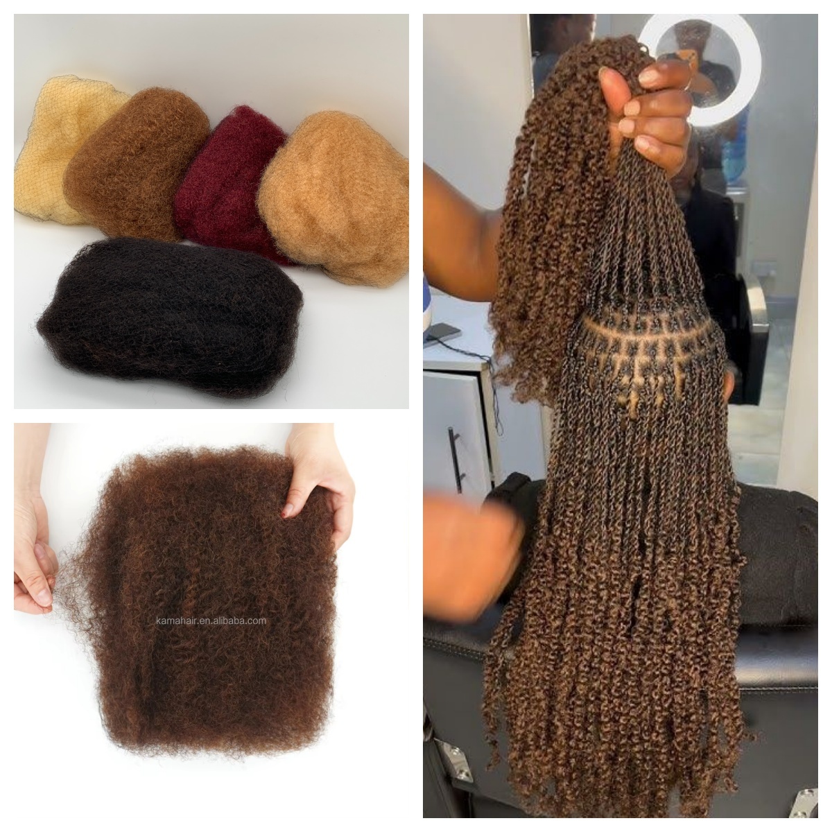 Vast Hair KAMA Human Hair Knotless Box Braid Brazilian Remy Afro Kinky Bulk Human Hair for Braiding Dreadlock Hair Boho Braids thumbnail 1